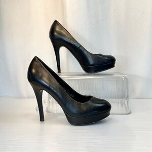 Call it Spring Black Leather Platform Heels Size 7